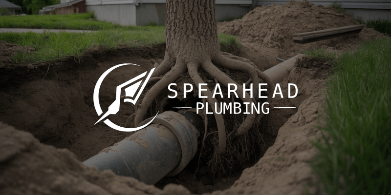 Tree root intrusion inside a sewer line in St. Charles County MO home, showing common cause of sewer backups and drainage problems in St. Peters and O’Fallon neighborhoods